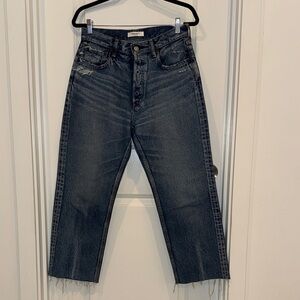 Moussy High-Rise Straight Jeans in Dark Blue Wash